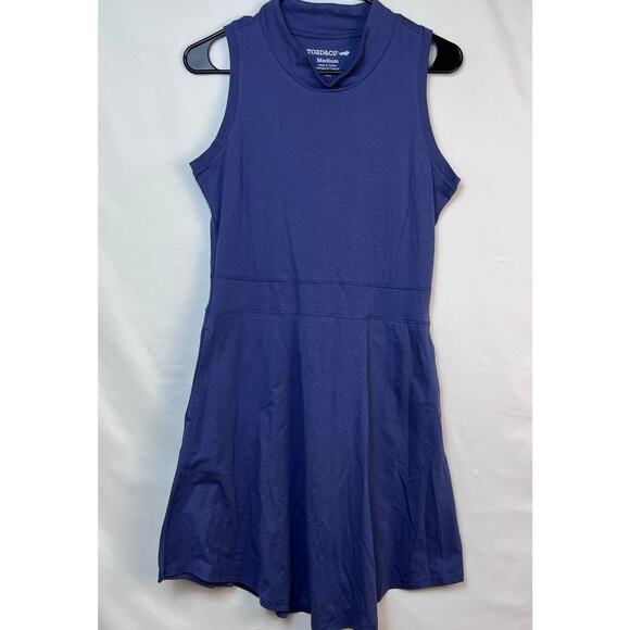 Toad & Co Womens Med Blue Fit and Flare Sleeveless Knit Summer Athleisure Dress - Picture 1 of 9
